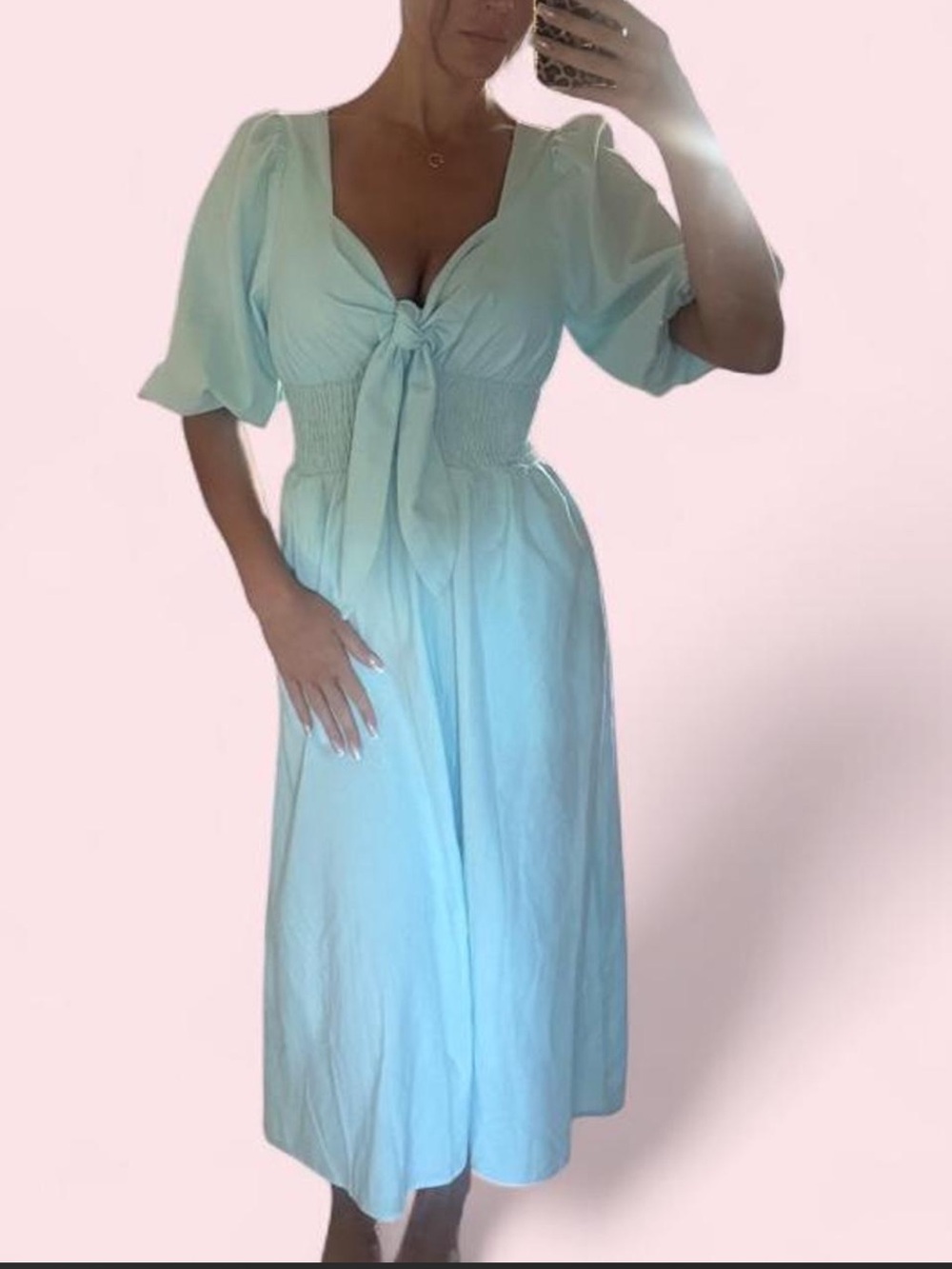 Commense Baby Blue Linen Maxi Dress M NWT